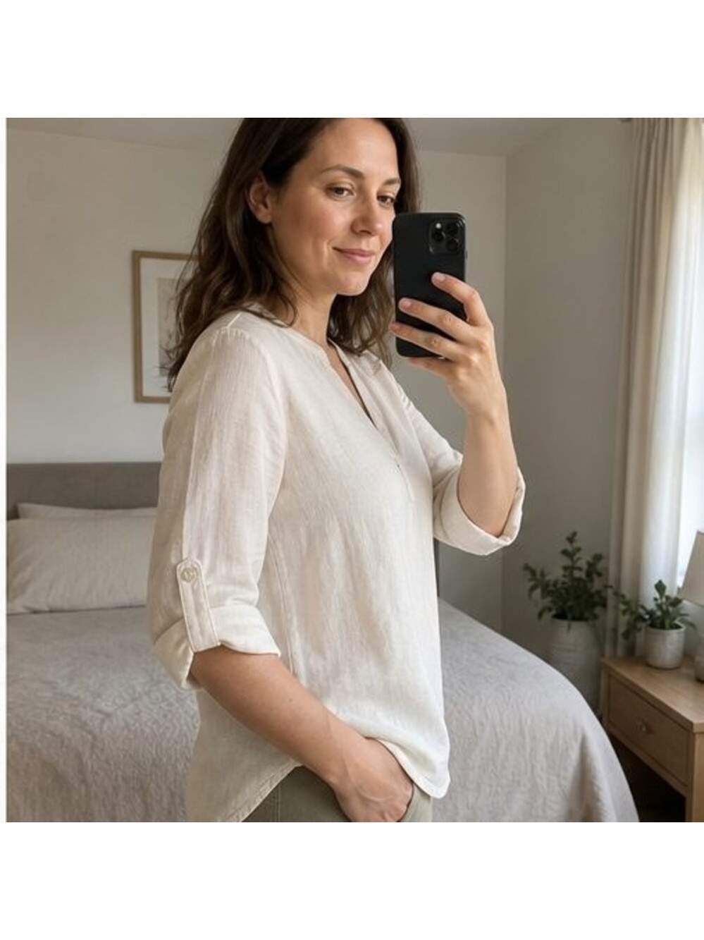 White Button Blouse - Picture 3 of 6
